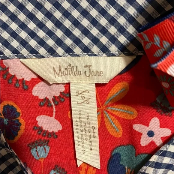Matilda Jane Postal and Floral Red SunDress with 5” bow - Picture 3 of 6
